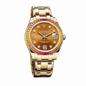 Rolex Datejust Cognac Diamond Dial Sapphire Set Bezel 18K Yellow Gold Automatic Men's Watch 86348COGDPM