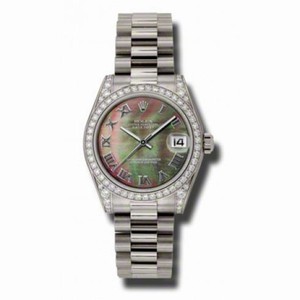 Rolex Datejust Lady 31 Dark Mother Of Pearl Dial 18K White Gold President Automatic Ladies Watch 178159BKMRP