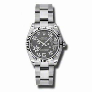 Rolex Datejust Dark Rodium Raised Floral Motif Dial Automatic Ladies Watch 178274RFAO