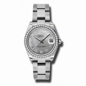 Rolex Datejust Goldust Mother of Pearl Dial 18kt White Gold Diamond Bezel Ladies Watch 178384WGDMADO