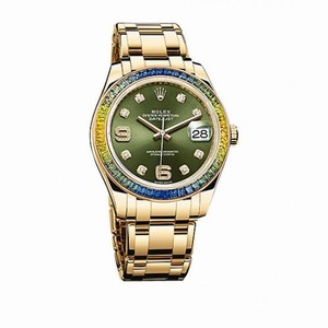 Rolex Datejust Green Diamond Dial Sapphire Set Bezel 18K Yellow Gold Automatic Men's Watch 86348GNDPM