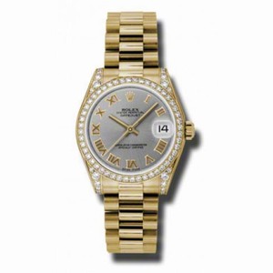 Rolex Datejust Lady 31 Grey Dial 18K Yellow Gold President Automatic Ladies Watch 178158GRP
