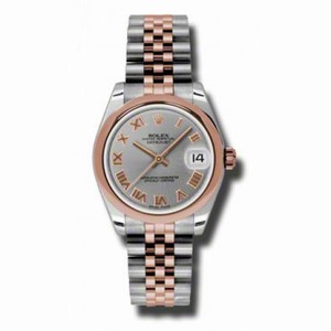 Rolex Datejust Grey Dial Automatic Stainless Steel and 18kt Rose Gold Ladies Watch 178241GRJ