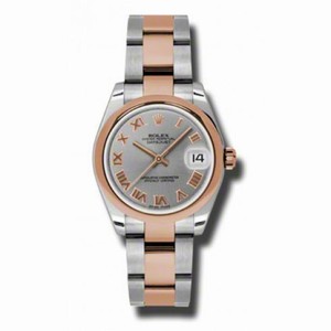 Rolex Datejust Grey Dial Automatic Stainless Steel and 18kt Rose Gold Ladies Watch 178241GRO