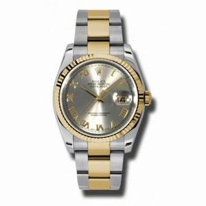 Rolex Datejust Grey Dial Automatic Stainless Steel and 18kt Yellow Gold Men's Watch 116233GRO