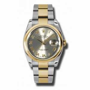 Rolex Datejust Grey Dial Steel and Yellow Gold Oyster Men's Watch 116203GRO
