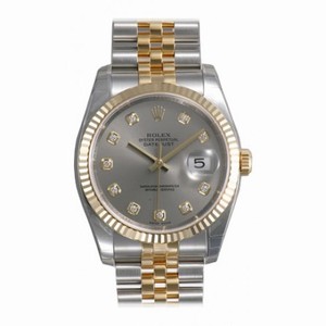 Rolex Datejust Grey Diamond Dial Jubilee Bracelet Fluted Bezel Two Tone Men's Watch 116233GYDJ