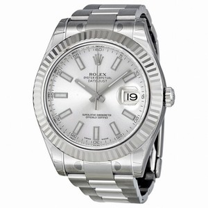 Rolex Datejust II Silver Dial White Gold Fluted Bezel Men's Watch 116334SSO