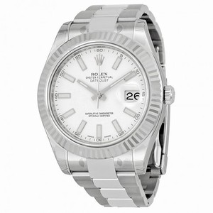 Rolex Datejust II White Dial 18k White Gold  Stainless Steel Oyster Bracelet Men's Watch 116334WSO