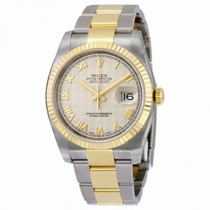Rolex Datejust Ivory Pyramid Dial Automatic Stainless Steel and 18kt Yellow Gold Men's Watch 116233IPRO