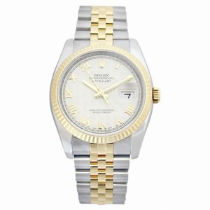 Rolex Datejust Ivory Pyramid Roman Dial Jubilee Bracelet Fluted Bezel Two Tone Men's Watch 116233IPRJ