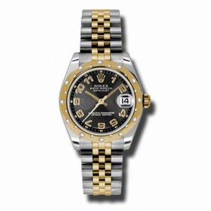 Rolex Datejust Black Concentric Circle Dial Automatic Stainless Steel and 18kt Yellow Gold Ladies Watch 178343BKCAJ