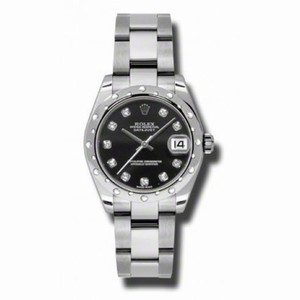 Rolex Datejust Lady 31 Black Dial Diamond Stainless Steel Ladies Watch 178344BKDO