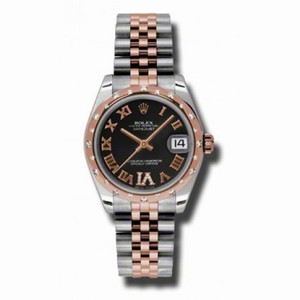 Rolex Datejust Black Dial Automatic Stainless Steel with 18kt Pink Gold Ladies Watch 178341BKRDJ