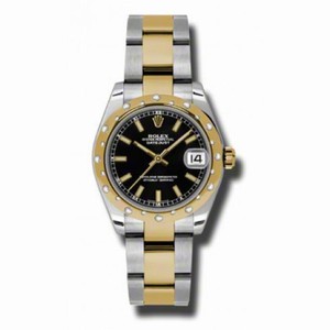 Rolex Datejust Black Concentric Circle Dial Automatic Stainless Steel and 18kt Yellow Gold Ladies Watch 178343BKSO