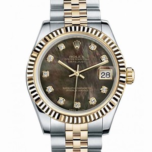 Rolex Datejust Lady 31 Black Mother Of Pearl Dial 18 Carat Yellow Gold and Stainless Steel Automatic Ladies Watch 178273BKMDJ
