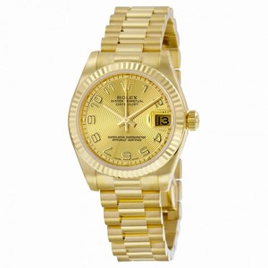 Rolex Lady-Datejust 31 Champagne Concentric Circle Dial 18K Yellow Gold President Automatic Ladies Watch 178278CCAP