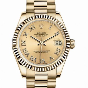 Rolex Lady-Datejust 31 Champange Dial 18K Yellow Gold President Automatic Ladies Watch 178278CRP