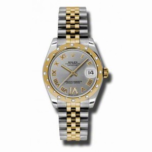 Rolex Datejust Grey Dial Automatic Stainless Steel and 18kt Yellow Gold Ladies Watch 178343GRDJ