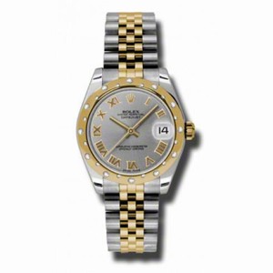 Rolex Datejust Grey Dial Automatic Stainless Steel and 18kt Yellow Gold Ladies Watch 178343GRJ