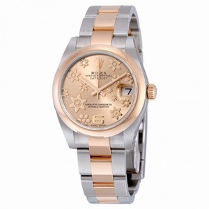 Rolex Datejust Lady 31 Pink Raised Floral Motif Dial 18k Rose Gold Automatic Ladies Watch 178241PFAO