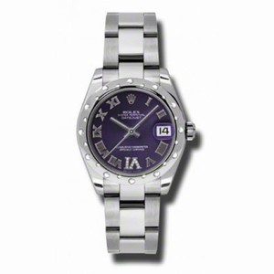 Rolex Datejust Purple Dial Automatic Stainless Steel Oyster Mens Watch 178344PURDO