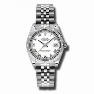 Rolex Datejust White Dial White Gold Diamond Bezel Ladies Watch 178344WRJ