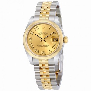 Rolex Datejust Mid-Size Champagne Dial Stainless Steel 18kt Yellow Gold Ladies Watch 178243CRJ