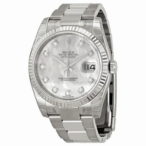 Rolex Datejust Mother of Pearl Dial Automatic Stainless Steel White Gold Bezel Unisex Watch 116234MDO