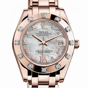 Rolex Datejust Mother of Pearl Diamond 18K Everose Gold Ladies Watch 81315MDPM