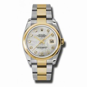 Rolex Datejust Mother of Pearl Diamond Dial Steel and 18K Yellow Gold Automatic Men's Watch 116203MDO