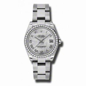 Rolex Datejust Mother of Pearl Roman Dial 18Kt White Gold Diamond Bezel Ladies Watch 178384MRO