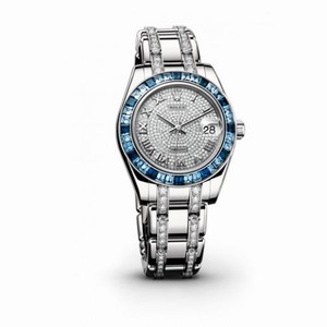 Rolex Datejust Pearlmaster Diamond Pave Dial 18kt White Gold Ladies Watch 81349CRRDPM
