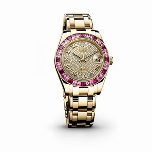 Rolex Datejust Pearlmaster Diamond Pave Dial 18kt Yellow Gold Ladies Watch 81348SSRPM