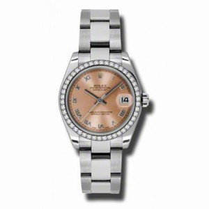 Rolex Datejust Pink Dial 18kt White Gold Diamond Bezel Ladies Watch 178384PRO