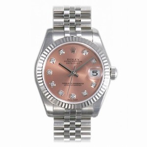 Rolex Datejust Pink Diamond Dial Jubilee Bracelet 18k White Gold Fluted Bezel Unisex Watch 178274PDJ