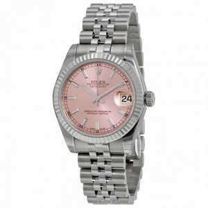 Rolex Datejust Pink Index Dial Jubilee Bracelet 18k White Gold Fluted Bezel Unisex Watch 178274PSJ