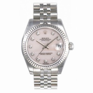 Rolex Datejust Pink Mother of Pearl Diamond Dial Jubilee Bracelet 18k White Gold Fluted Bezel Unisex Watch 178274PMDJ