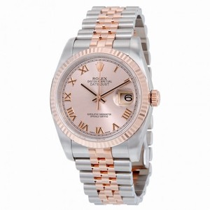 Rolex Datejust Pink Roman Dial Fluted 18kt Rose Gold Bezel Jubilee Bracelet Men's Watch 116231PRJ