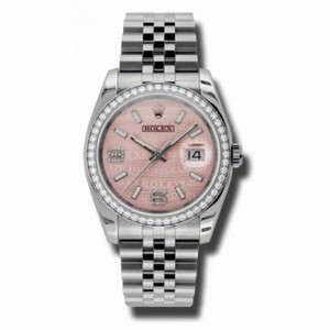 Rolex Datejust Pink Wave Dial Automatic Diamond Bezel Steel Ladies Watch 116244PWSDAJ