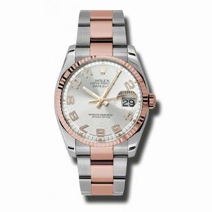 Rolex Datejust Silver Concentric Arabic Dial Two Tone Bracelet 18k Rose Gold Men's Watch 116231SCAO