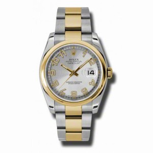 Rolex Datejust Silver Concentric  Dial Automatic  Stainless Steel and 18K Yellow Gold Men's Watch 116203SCAO
