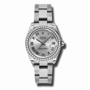 Rolex Datejust Silver Dial 18kt White Gold Diamond Bezel Ladies Watch 178384SRO