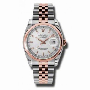 Rolex Datejust Silver Dial Stainless Steel with 18kt Pink Gold Men's Watch 116201SSJ