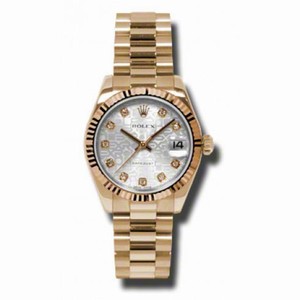 Rolex Lady-Datejust 31 Silver Jubilee Dial 18K Everose Gold President Automatic Ladies Watch 178275SJDP