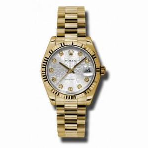 Rolex Lady-Datejust 31 Silver Jubilee Dial 18K Yellow Gold President Automatic Ladies Watch 178278SJDP
