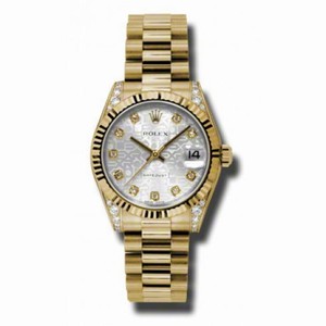 Rolex Datejust Lady 31 Silver Jubilee Dial 18K Yellow Gold President Automatic Ladies Watch 178238SJDP