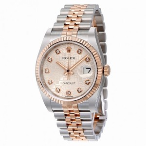 Rolex Datejust Silver Jubilee Diamond Dial Fluted 18k Rose Gold Bezel Jubilee Bracelet Men's Watch 116231SJDJ