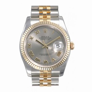 Rolex Datejust Silver Roman Dial Jubilee Bracelet Fluted Bezel Two Tone Men's Watch 116233SRJ