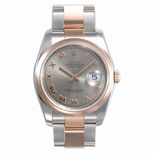 Rolex Datejust Silver Roman Dial Oyster Bracelet Two Tone Men's Watch 116201SRO